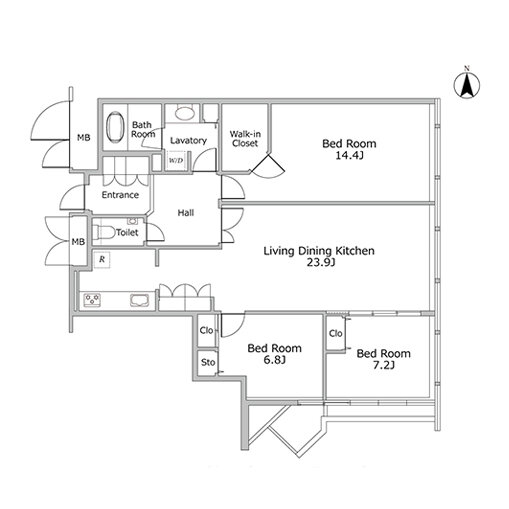 3LDK 専有面積 115.22㎡（約34.85坪）｜浜松町スクエアstudio