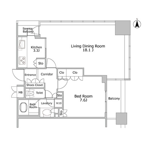 1LDK 専有面積 62.56㎡（約18.92坪）｜品川グラスレジデンス