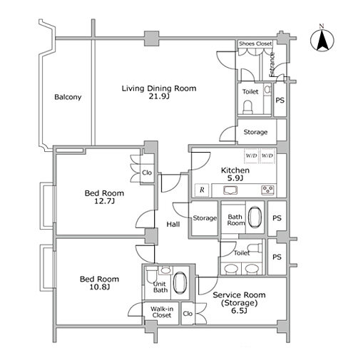 2LDK+S(納戸) 専有面積 147㎡（約44.46坪）｜代官山タワー