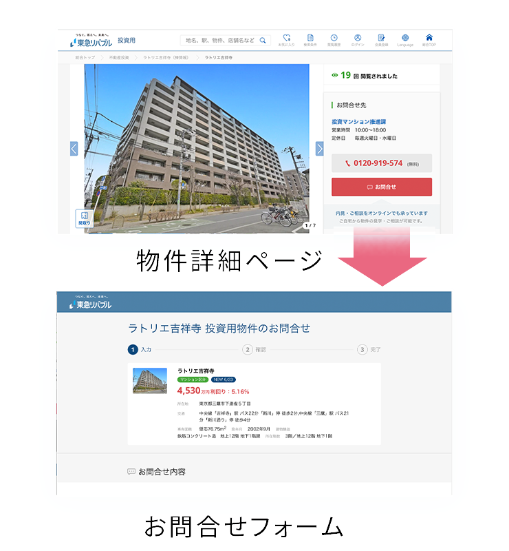 物件詳細ページ→お問合せフォーム