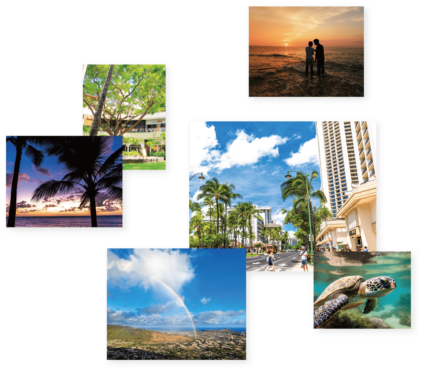 ハワイ・ワイキキビーチの風景とコンドミニアム群